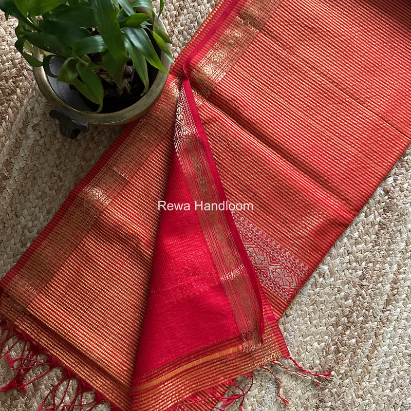 Maheshwari Orange Garbha Reshami Rich Pallu Silk Saree GRPS03