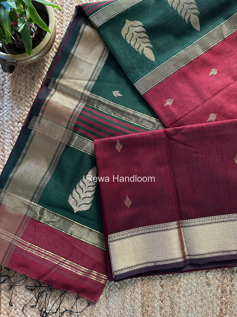 Maheshwari Maroon Butta Pallu Saree BTPS067