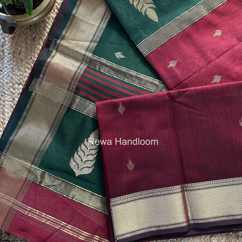 Maheshwari Maroon Butta Pallu Saree BTPS067