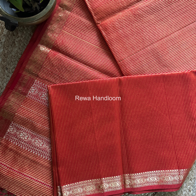 Maheshwari Orange Garbha Reshami Rich Pallu Silk Saree GRPS03