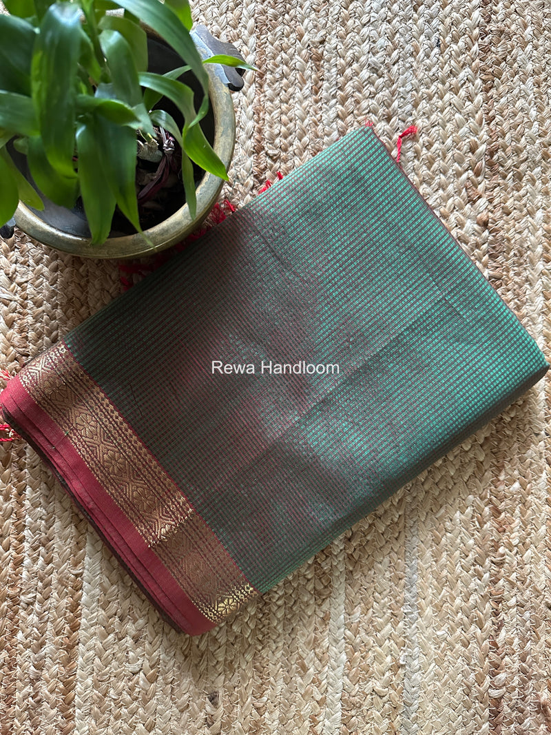 Maheshwari Green Garbha Reshami Rich Pallu Silk Saree GRPS02