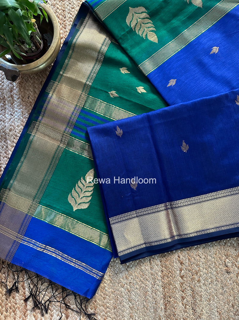 Maheshwari Blue Butta Pallu Saree BTPS068