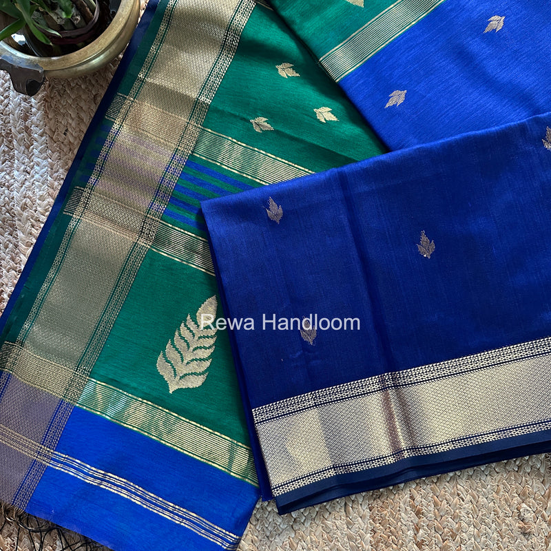 Maheshwari Blue Butta Pallu Saree BTPS068