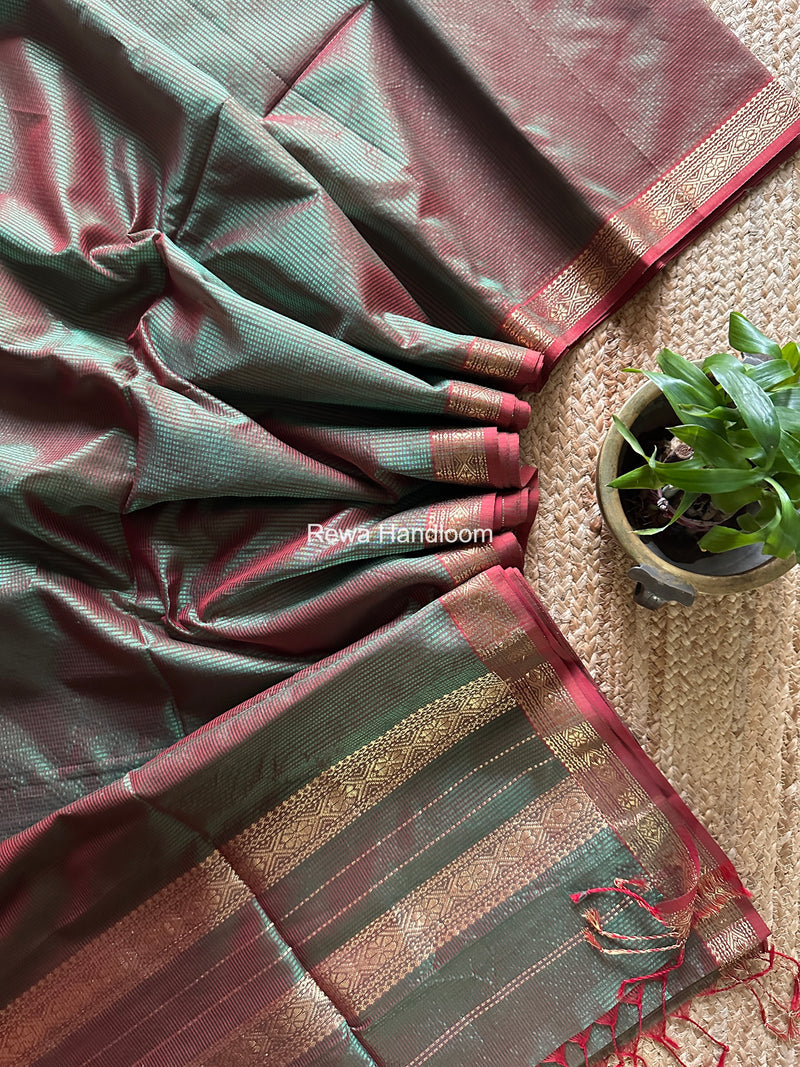 Maheshwari Green Garbha Reshami Rich Pallu Silk Saree GRPS02