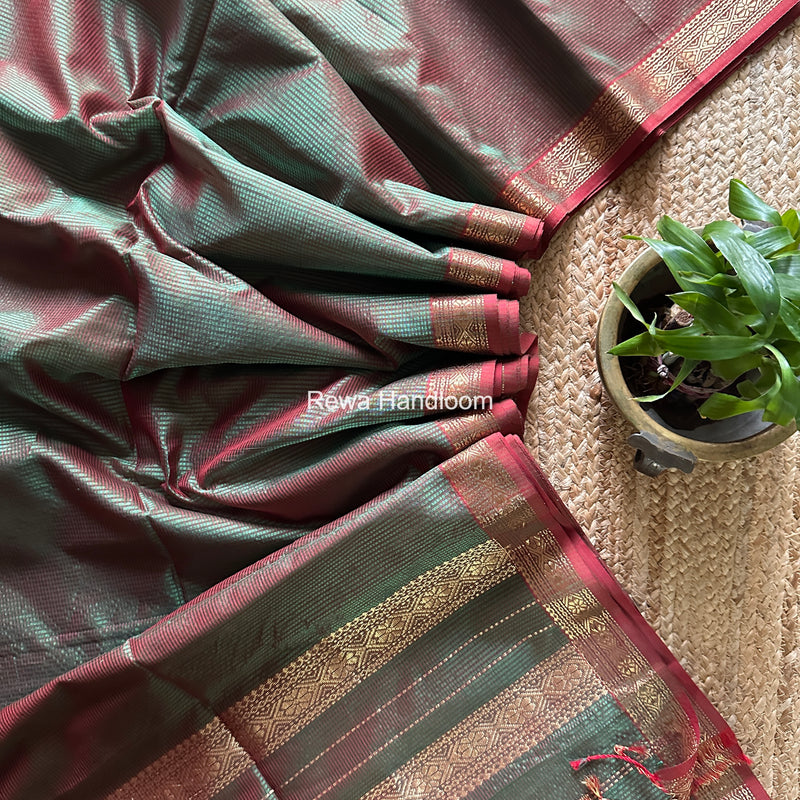 Maheshwari Green Garbha Reshami Rich Pallu Silk Saree GRPS02