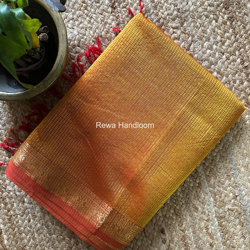 Maheshwari Golden Yellow Garbha Reshami Rich Pallu Silk Saree GRPS01