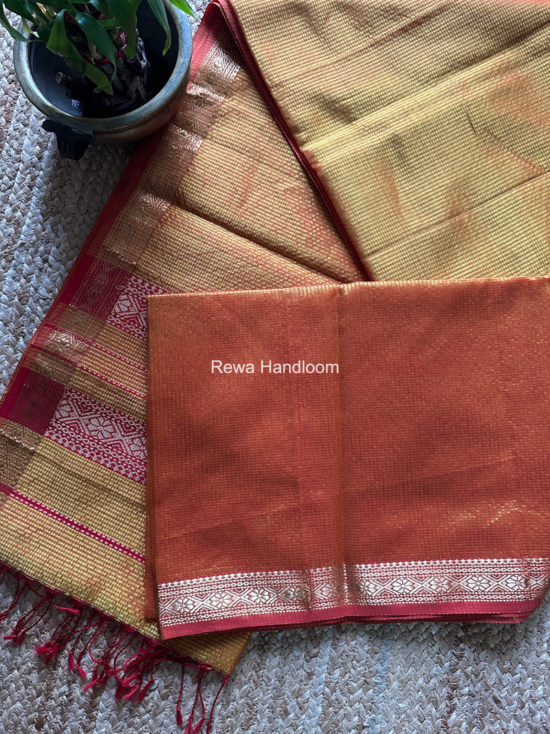 Maheshwari Golden Yellow Garbha Reshami Rich Pallu Silk Saree GRPS01