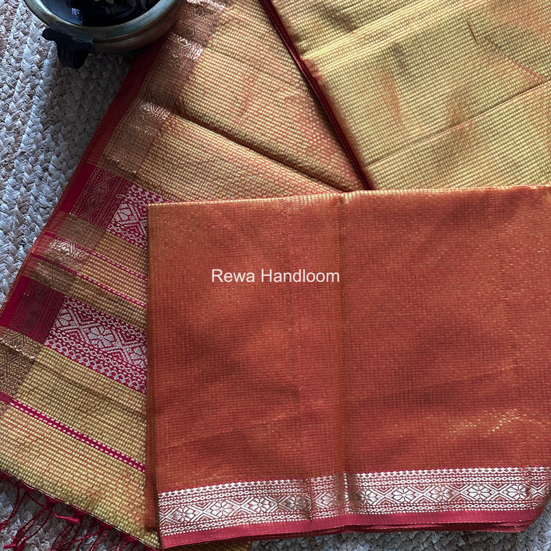 Maheshwari Golden Yellow Garbha Reshami Rich Pallu Silk Saree GRPS01