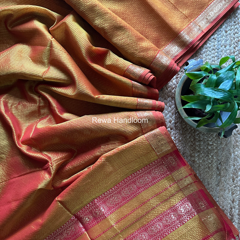 Maheshwari Golden Yellow Garbha Reshami Rich Pallu Silk Saree GRPS01