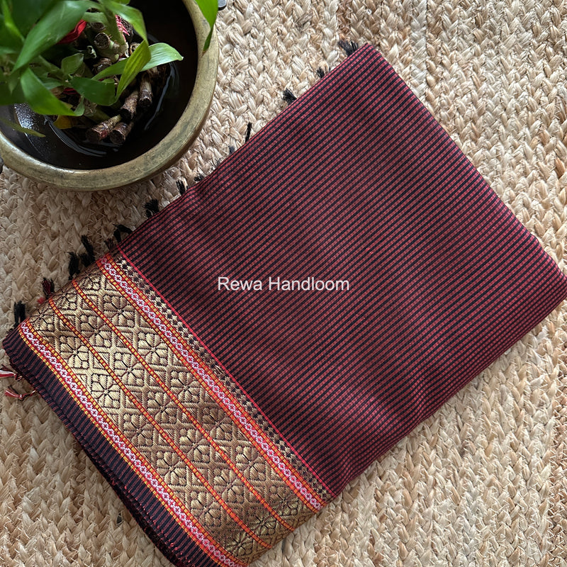 Maheshwari Maroon Garbha Reshami Rich Pallu Silk Saree GRS07