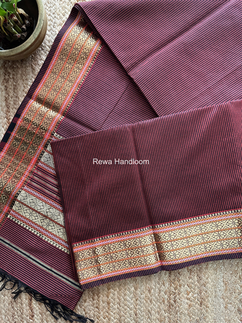 Maheshwari Maroon Garbha Reshami Rich Pallu Silk Saree GRS07
