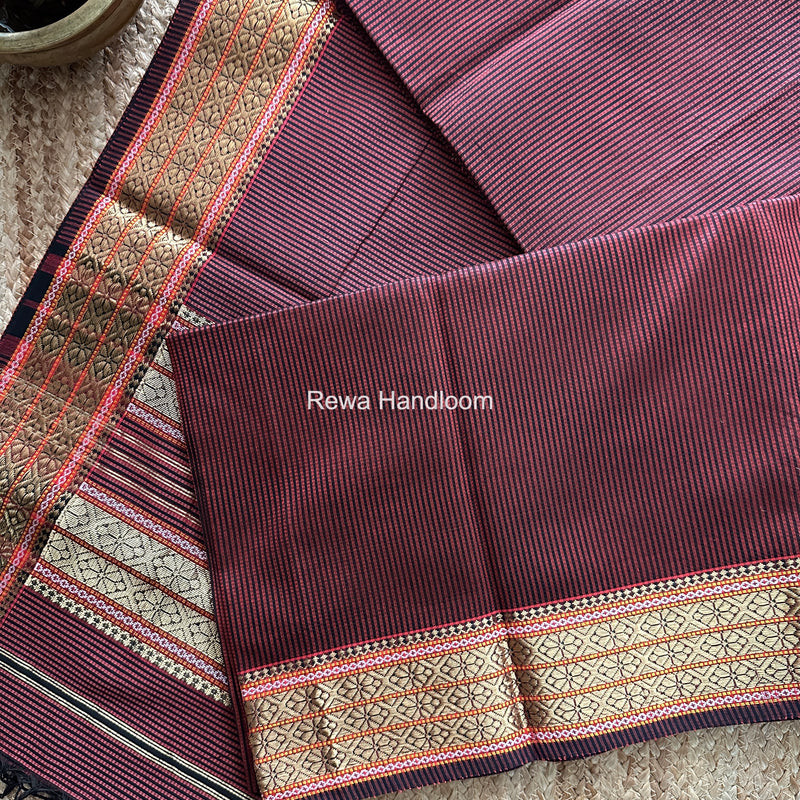 Maheshwari Maroon Garbha Reshami Rich Pallu Silk Saree GRS07