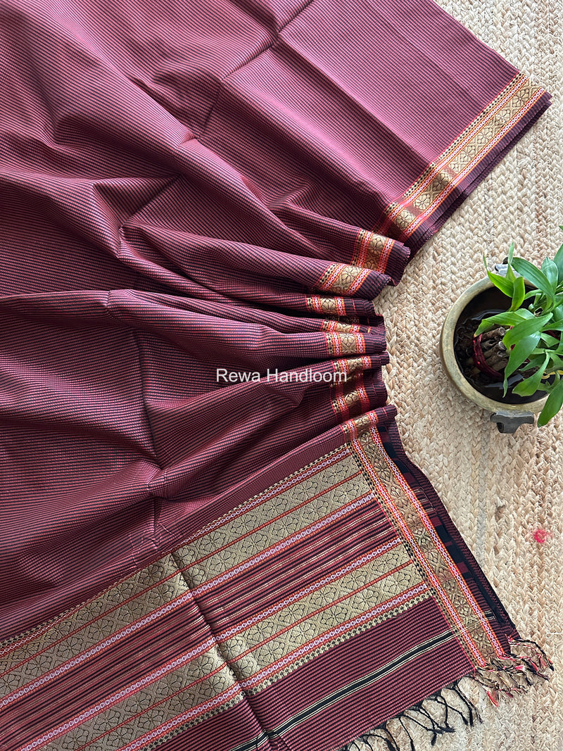 Maheshwari Maroon Garbha Reshami Rich Pallu Silk Saree GRS07