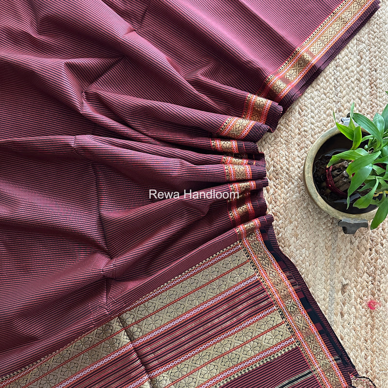 Maheshwari Maroon Garbha Reshami Rich Pallu Silk Saree GRS07