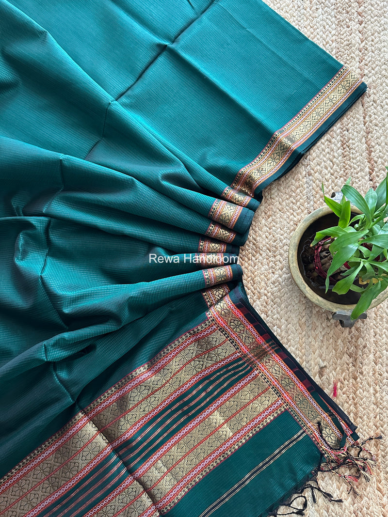 Maheshwari Green Garbha Reshami Rich Pallu Silk Saree GRS03