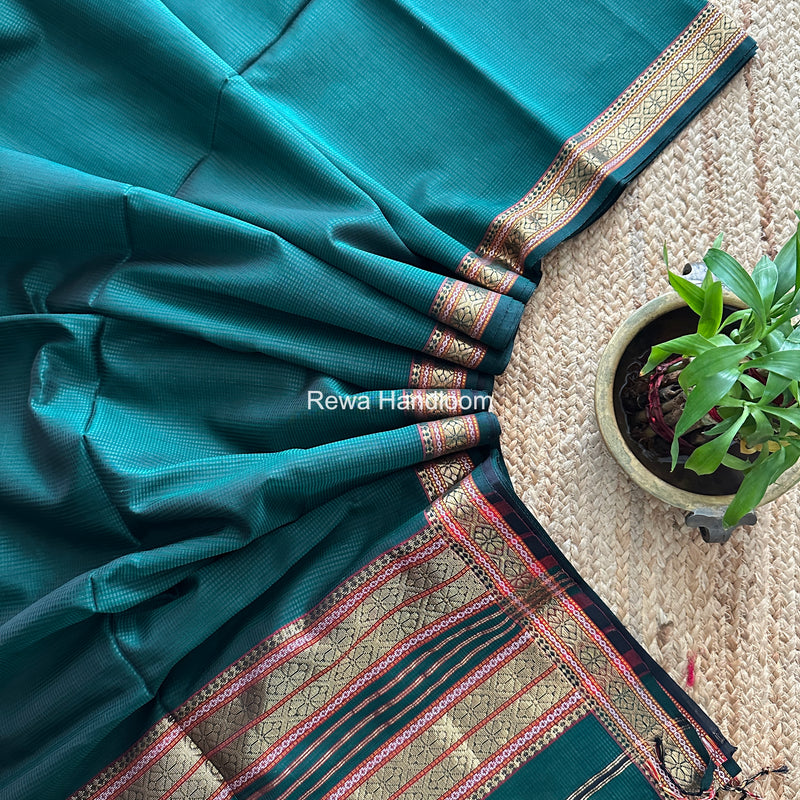Maheshwari Green Garbha Reshami Rich Pallu Silk Saree GRS03