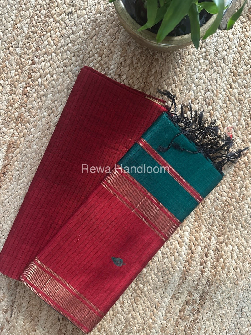 Maheshwari Rama Green-Maroon Top Dupatta Sets PST018