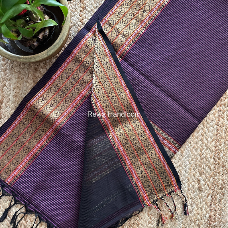Maheshwari Purple Garbha Reshami Rich Pallu Silk Saree GRS08