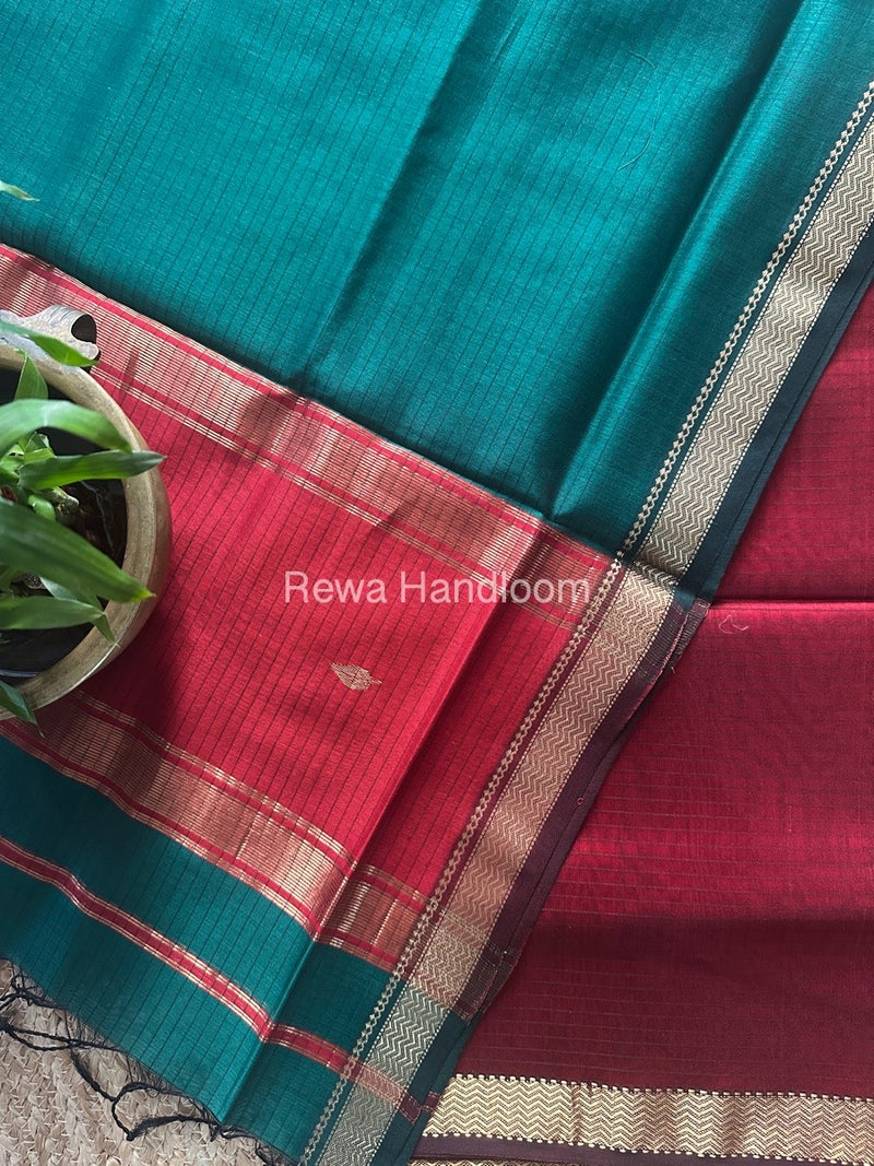 Maheshwari Rama Green-Maroon Top Dupatta Sets PST018