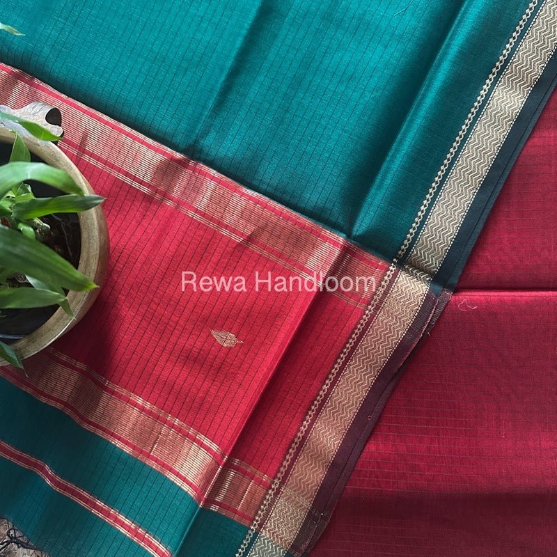 Maheshwari Rama Green-Maroon Top Dupatta Sets PST018