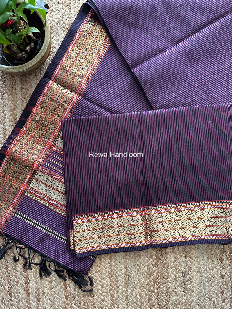 Maheshwari Purple Garbha Reshami Rich Pallu Silk Saree GRS08