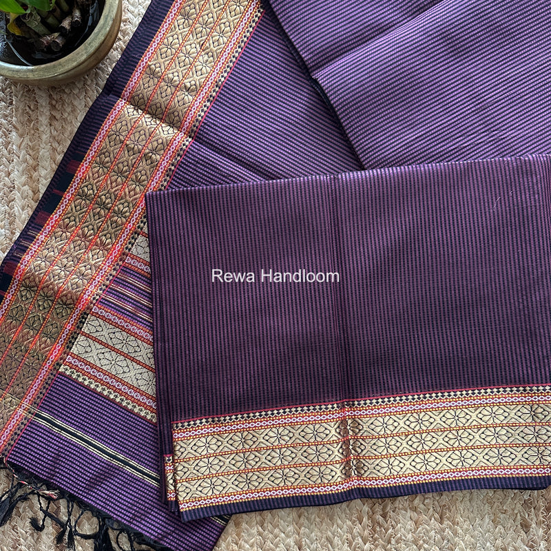 Maheshwari Purple Garbha Reshami Rich Pallu Silk Saree GRS08