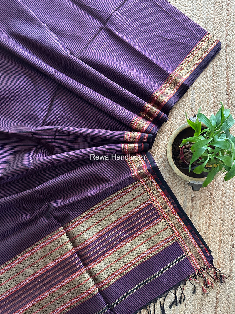 Maheshwari Purple Garbha Reshami Rich Pallu Silk Saree GRS08