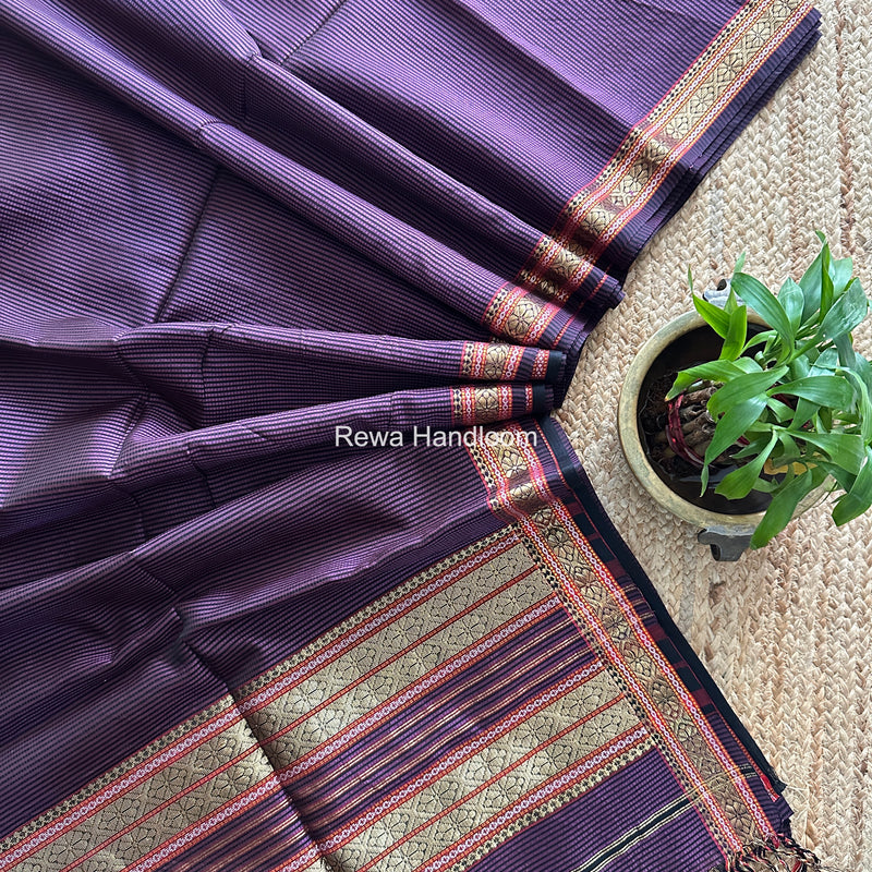 Maheshwari Purple Garbha Reshami Rich Pallu Silk Saree GRS08