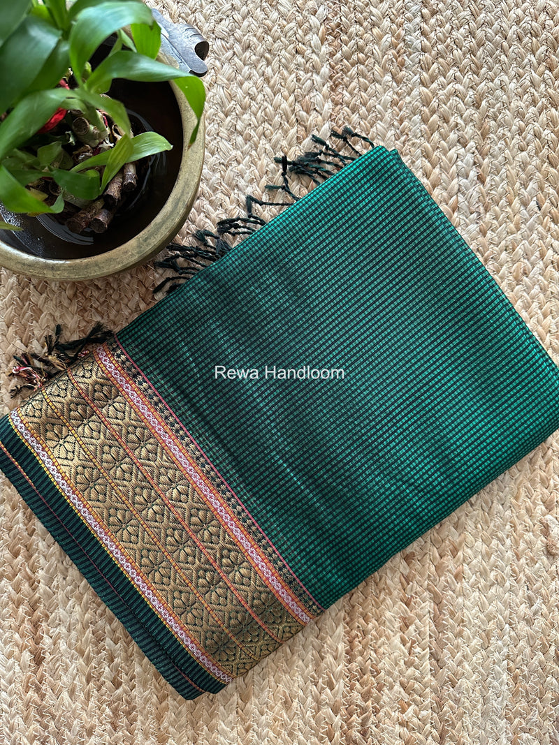 Maheshwari Green Garbha Reshami Rich Pallu Silk Saree GRS09