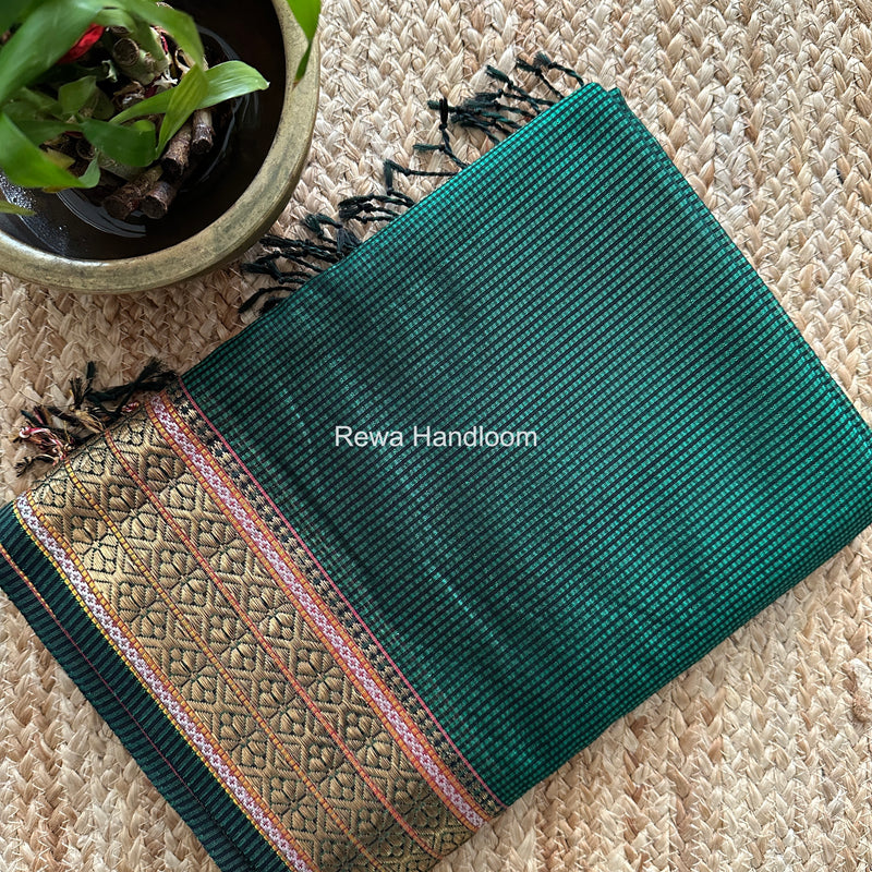 Maheshwari Green Garbha Reshami Rich Pallu Silk Saree GRS09