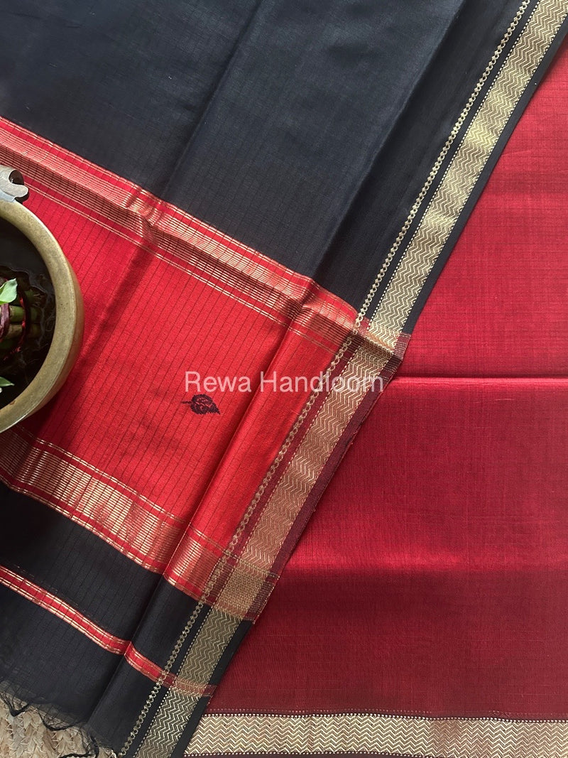 Maheshwari Red-Black Motifs Top Dupatta Sets PST04