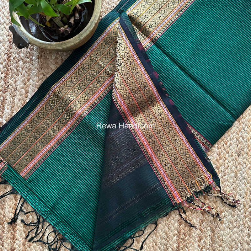 Maheshwari Green Garbha Reshami Rich Pallu Silk Saree GRS09