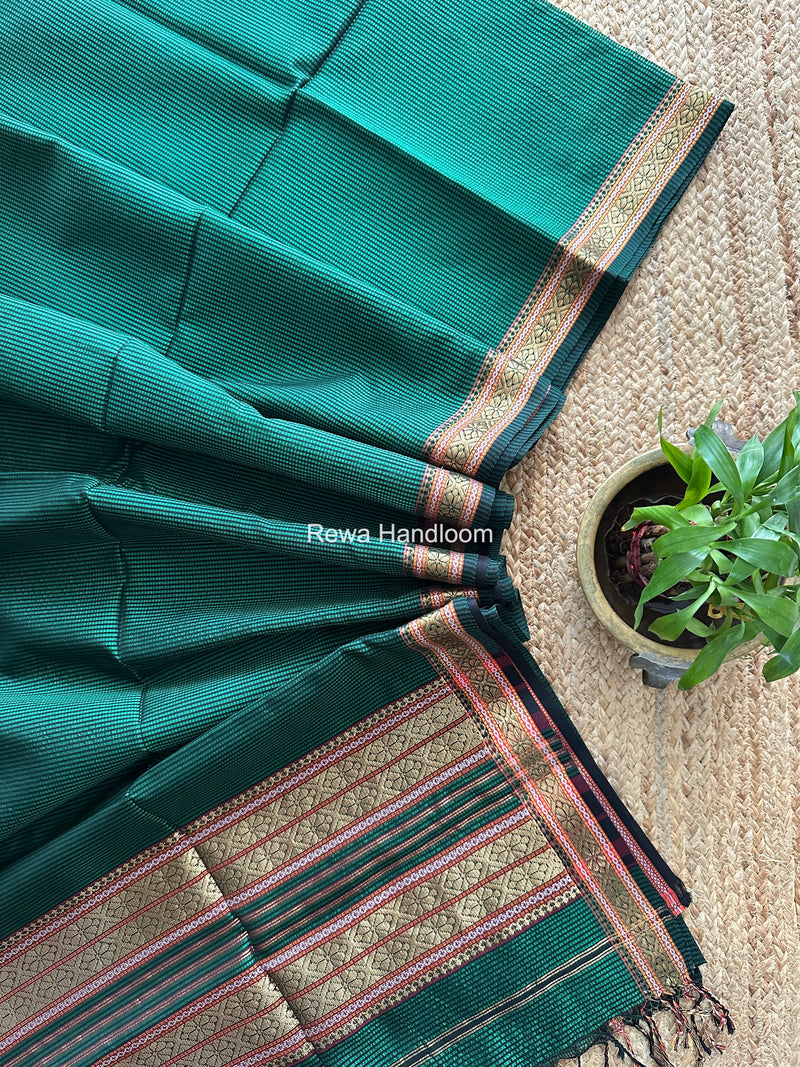 Maheshwari Green Garbha Reshami Rich Pallu Silk Saree GRS09