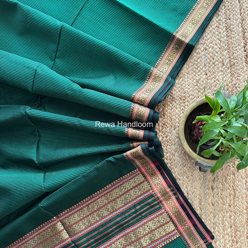 Maheshwari Green Garbha Reshami Rich Pallu Silk Saree GRS09