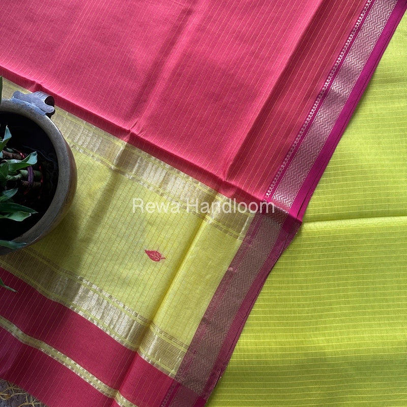 Maheshwari Yellow-Fuchsia Pink Motifs Top-Dupatta Set PST0175