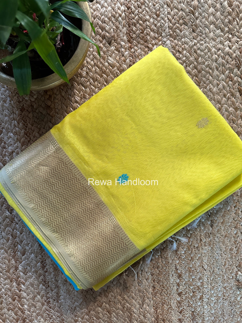 Maheshwari Yellow Flower Butti Saree JBS078