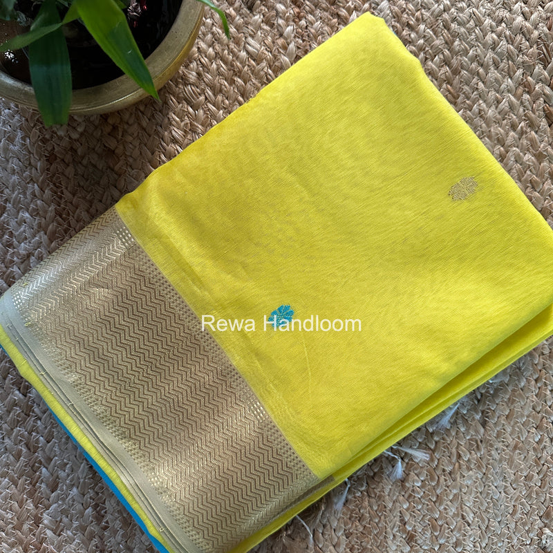 Maheshwari Yellow Flower Butti Saree JBS078