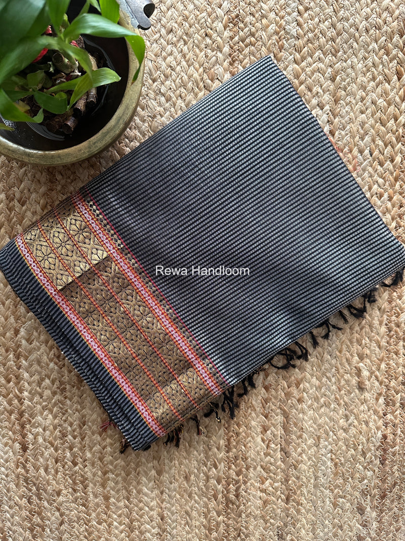 Maheshwari Grey Garbha Reshami Rich Pallu Silk Saree GRS06