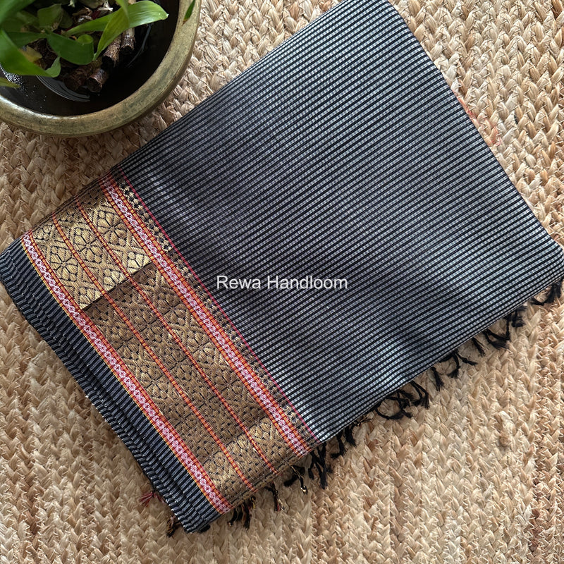 Maheshwari Grey Garbha Reshami Rich Pallu Silk Saree GRS06
