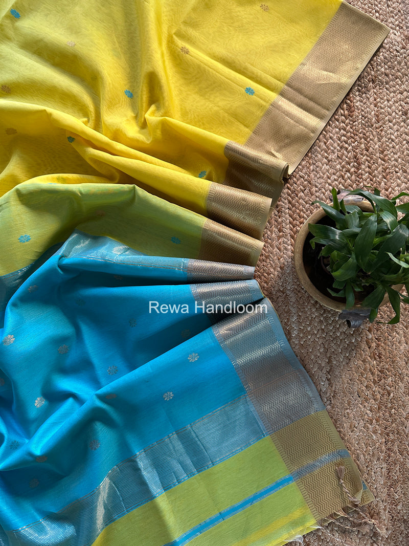 Maheshwari Yellow Flower Butti Saree JBS078