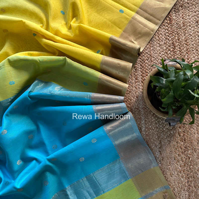 Maheshwari Yellow Flower Butti Saree JBS078