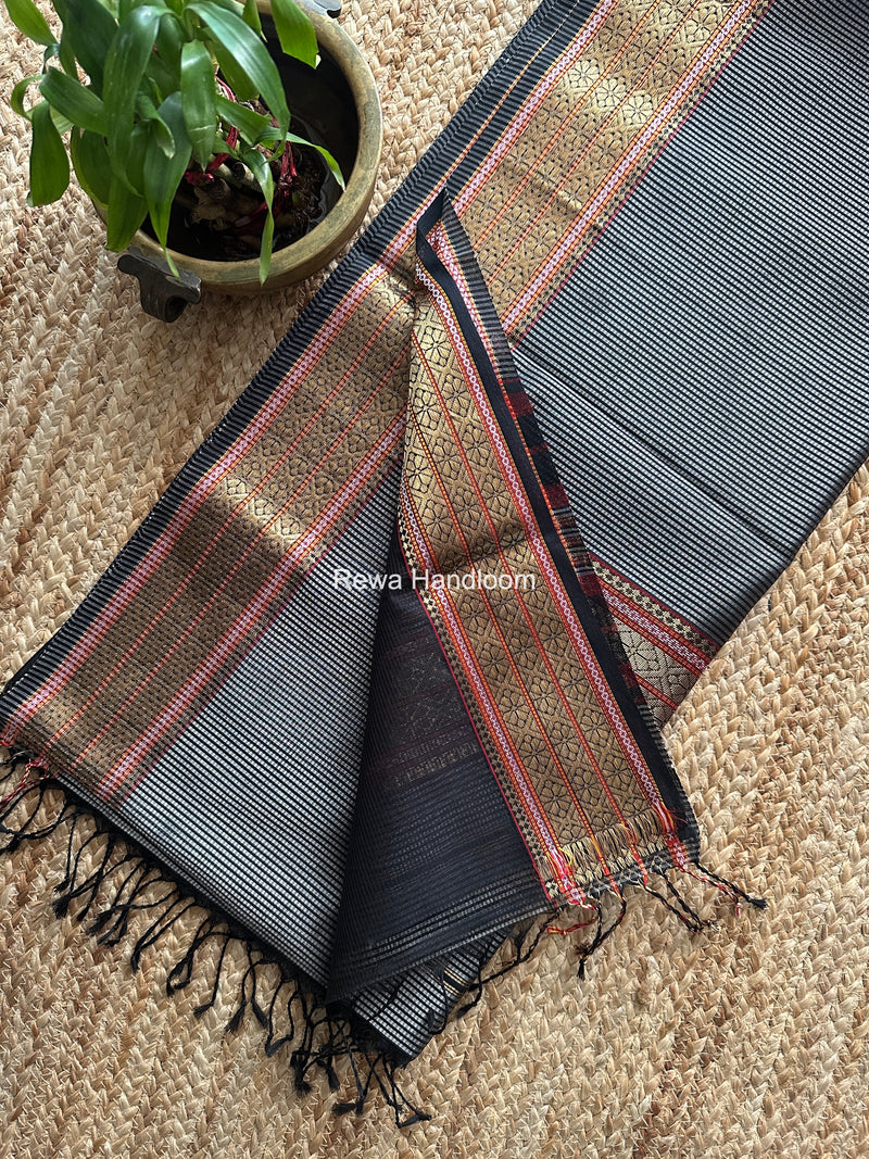 Maheshwari Grey Garbha Reshami Rich Pallu Silk Saree GRS06