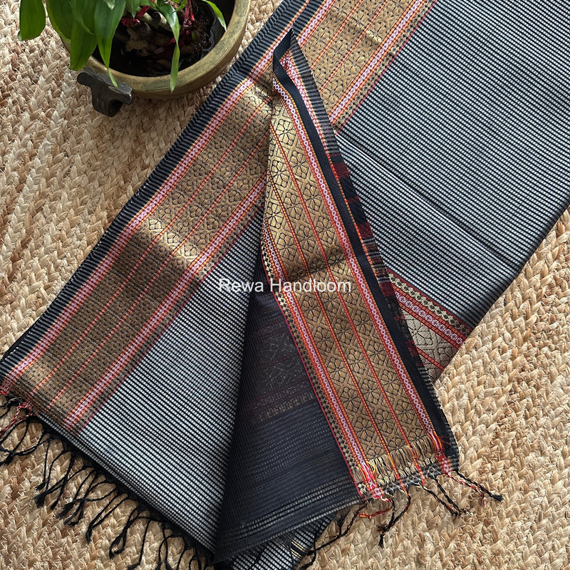 Maheshwari Grey Garbha Reshami Rich Pallu Silk Saree GRS06