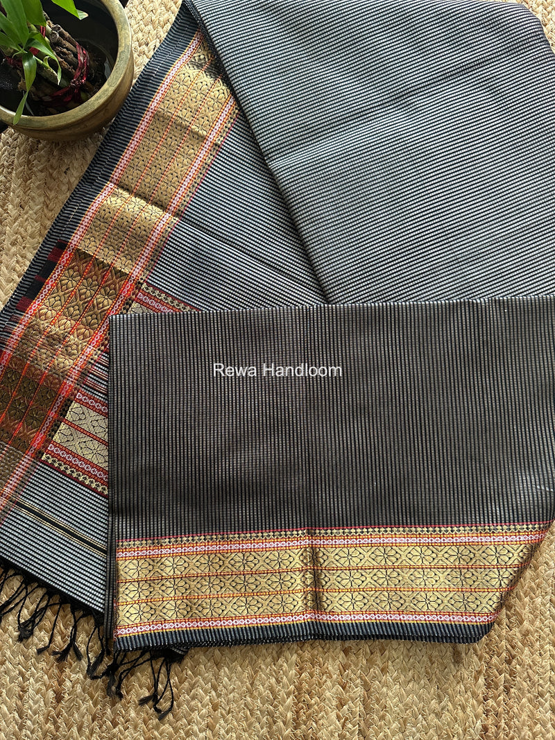 Maheshwari Grey Garbha Reshami Rich Pallu Silk Saree GRS06