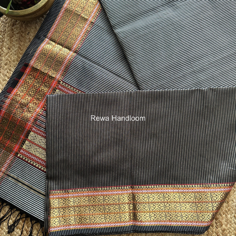 Maheshwari Grey Garbha Reshami Rich Pallu Silk Saree GRS06