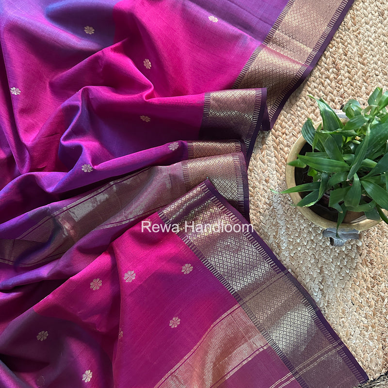 Maheshwari Magenta Flower Butti Saree JBS076