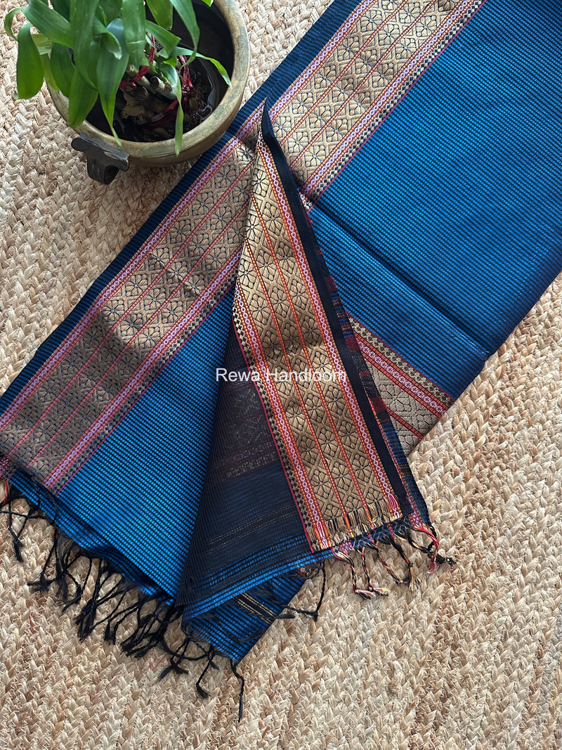 Maheshwari Blue Garbha Reshami Rich Pallu Silk Saree GRS05