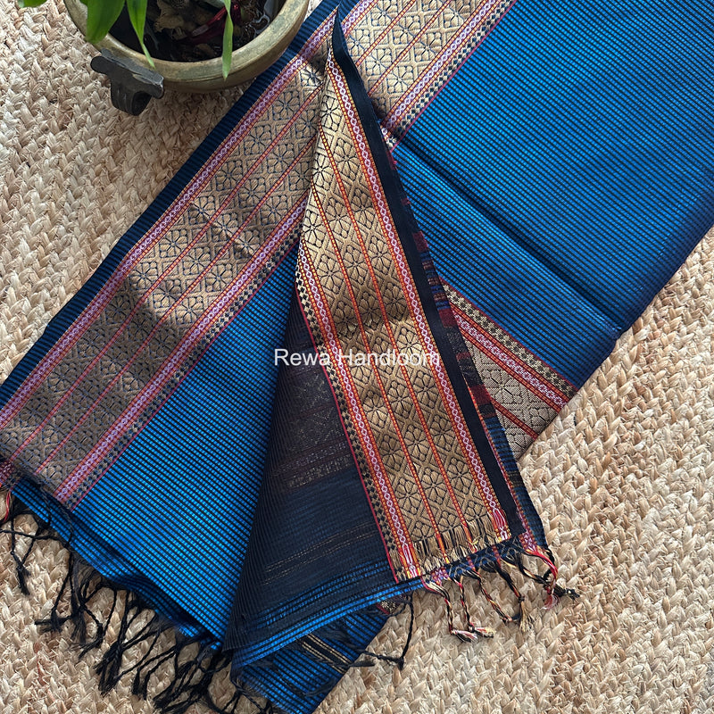 Maheshwari Blue Garbha Reshami Rich Pallu Silk Saree GRS05