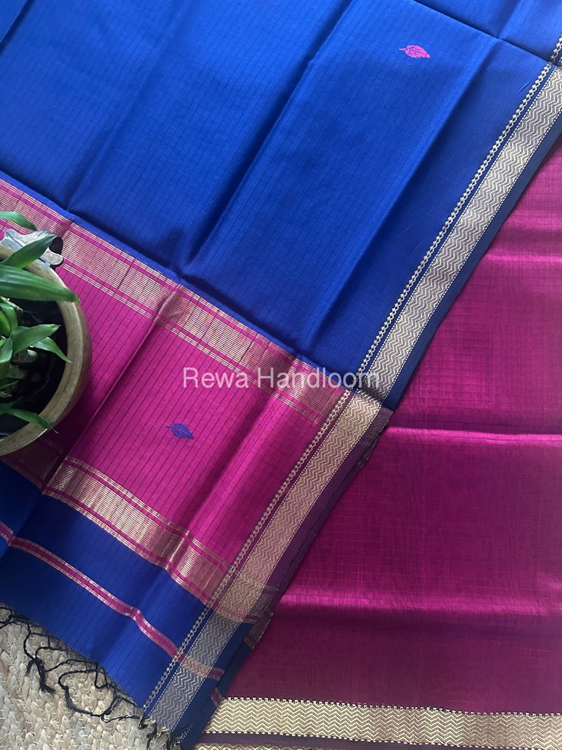 Maheshwari Magenta-Blue Motifs Top-Dupatta Set PST0143