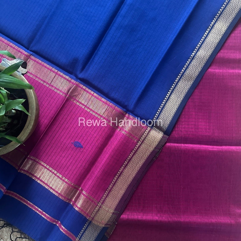 Maheshwari Magenta-Blue Motifs Top-Dupatta Set PST0143
